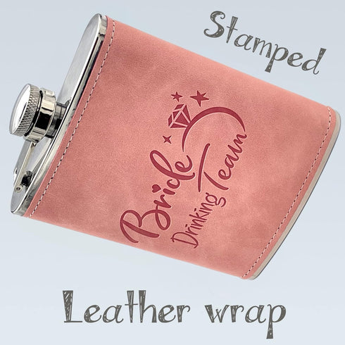 Team Groom Leather Wrapped Hip Flask Bachelor Party Must-Have